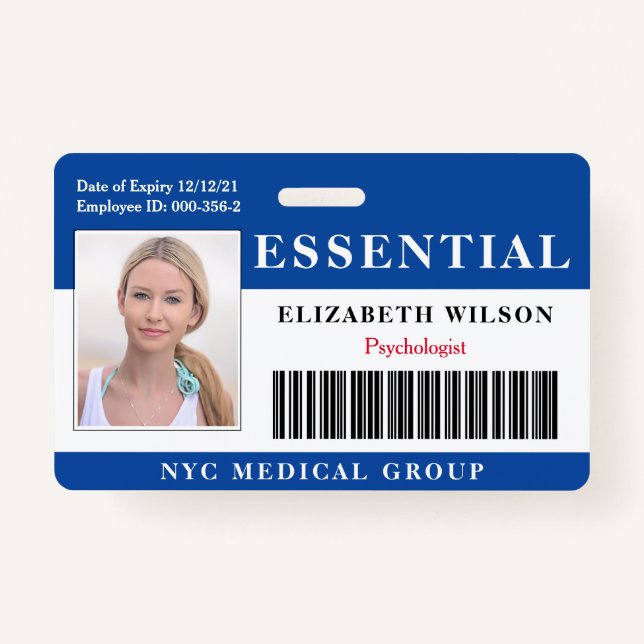 Essential | Modern Employee Photo ID ID Badge (Front)