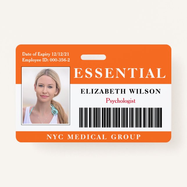 Essential | Modern Employee Photo ID ID Badge (Front)