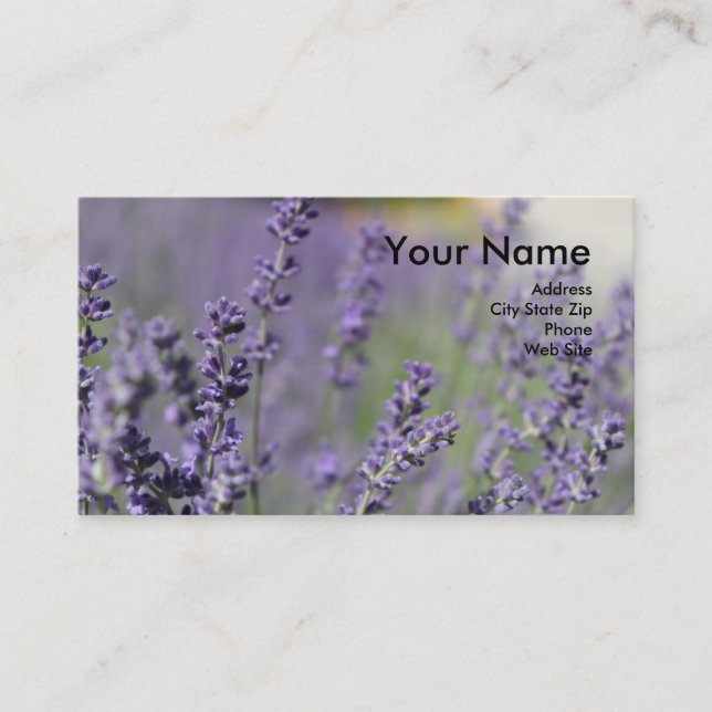 Essential Oil Business Cards with Lavender (Front)