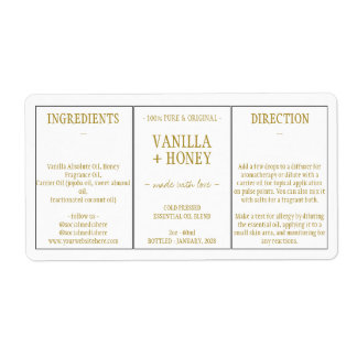 Essential Oil Cosmetic Vanilla Honey Ingredients