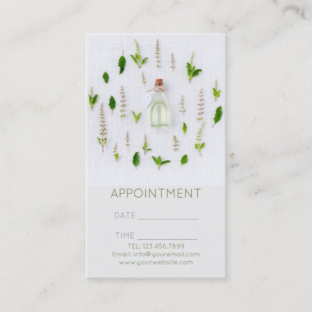 essential oil Massage SPA Aromatherapy Appointment Card (Front)