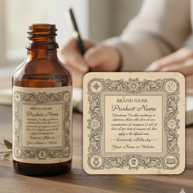 Essential oil  Square Apothecary Style Labels (Creator Uploaded)