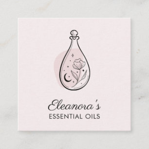 Essential Oils Aromatherapy Logo Blush Pink  Square Business Card