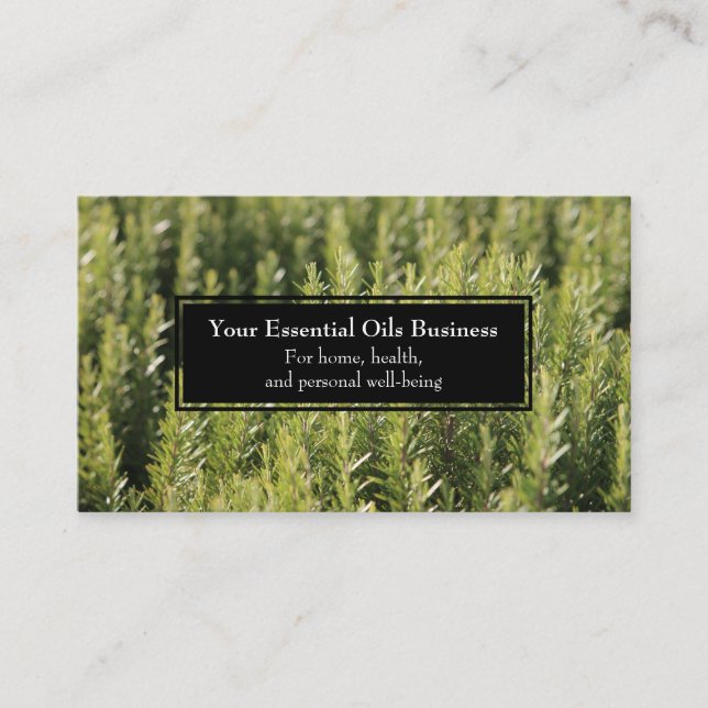 Essential Oils Business Rosemary Herbal Wellness Business Card (Front)