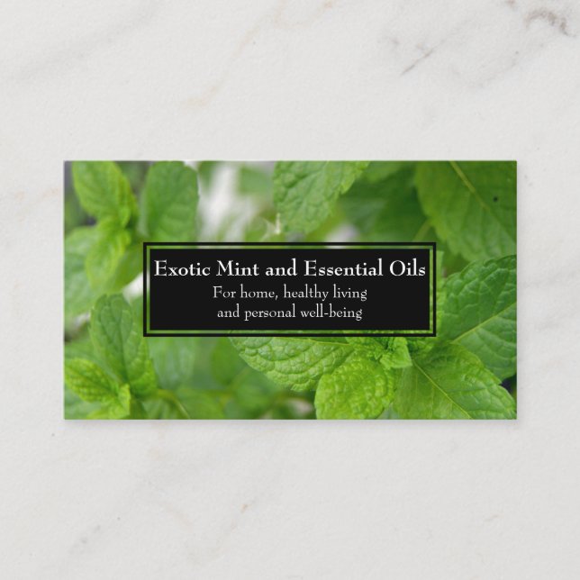Essential Oils Business Wellness Holistic Mint Business Card (Front)
