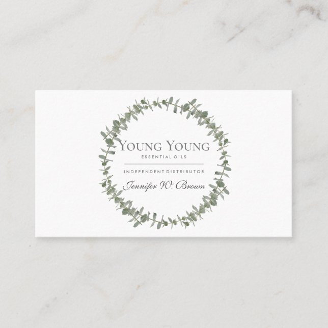 Essential Oils eucalyptus floral frame circle Business Card (Front)