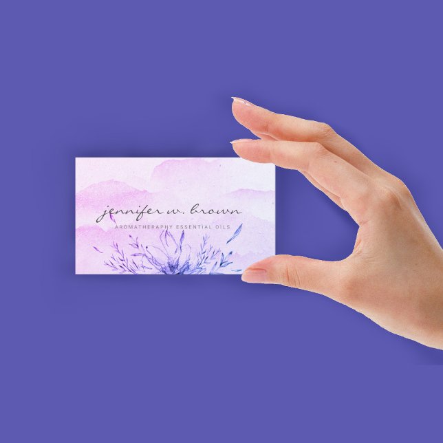 Essential Oils purple watercolor Business Card (Essential Oils purple watercolor Business Card)