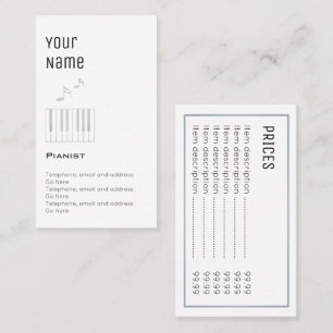"Essential" Pianist Price Cards