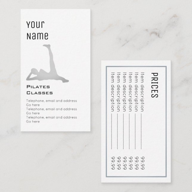 "Essential" Pilates Price Cards (Front/Back)