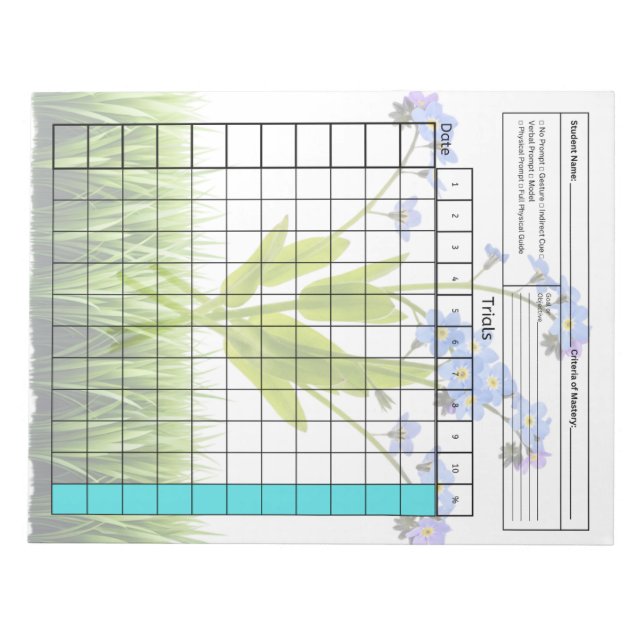 Essential SpEd Tool: Blank Data Sheet (Trials) Notepad (Front)