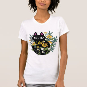 Essential T-Shirt, Black cat with flowers  designe T-Shirt