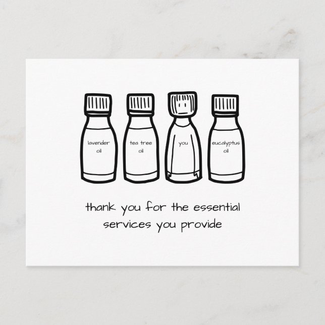 "Essential" Thank You Colouring Page Colouring Postcard (Front)