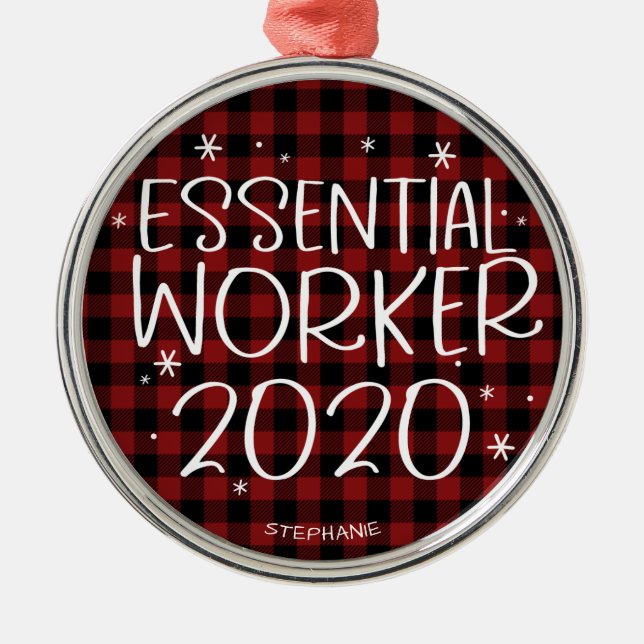 Essential Worker 2020 Covid Pandemic Christmas Metal Tree Decoration (Front)