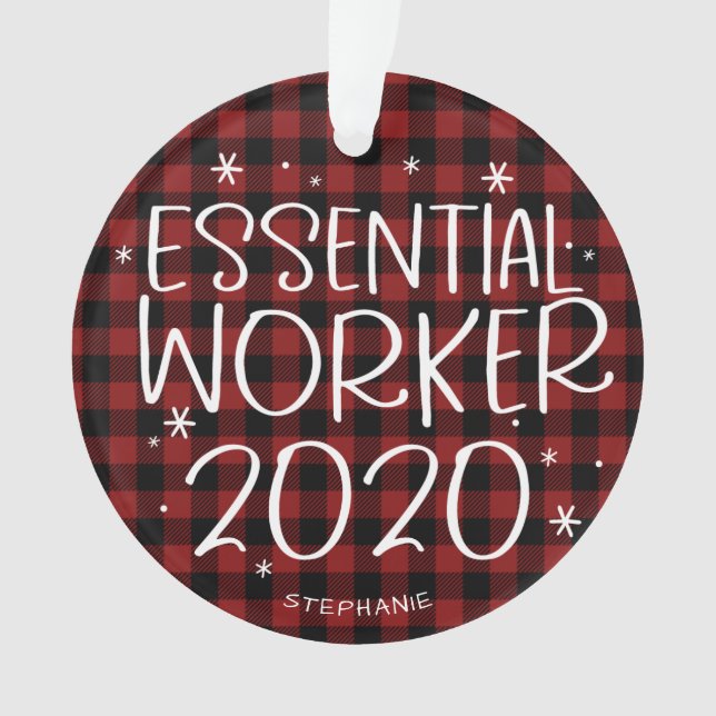 Essential Worker 2020 Covid Pandemic Christmas Ornament (Front)