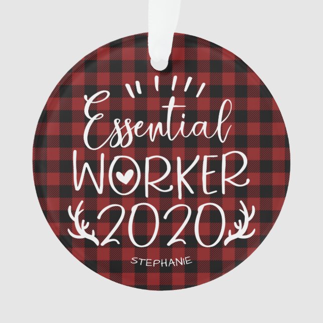 Essential Worker 2020 Covid Pandemic Christmas Ornament (Front)