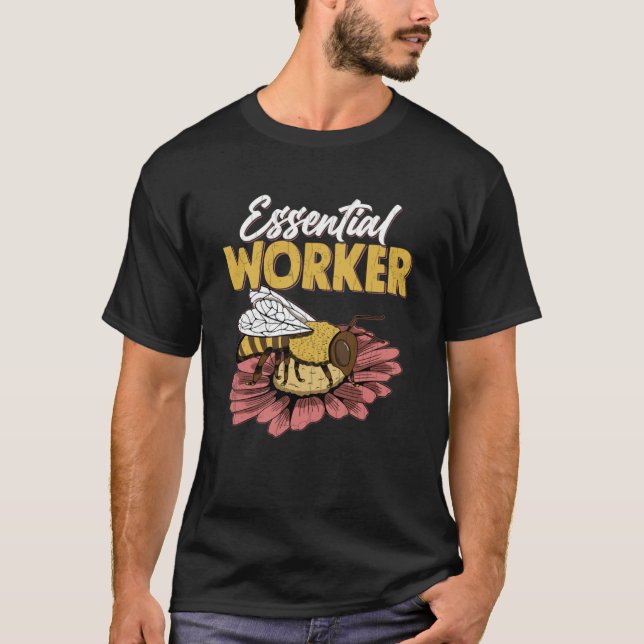 Essential Worker  Beekeeper Beekeeping Honey Graph T-Shirt (Front)