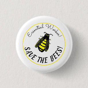 Essential Worker Cute Bee Art Save the Bees 3 Cm Round Badge