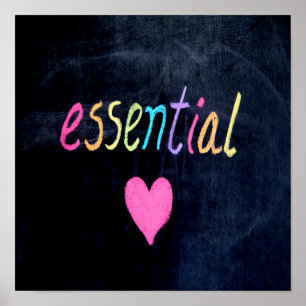 Essential Worker Support Heart on Chalk Board Poster