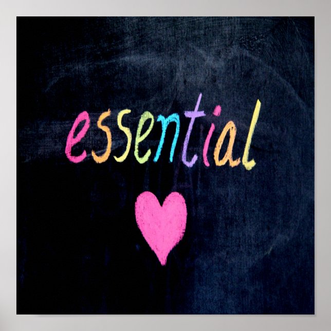 Essential Worker Support Heart on Chalk Board Poster (Front)