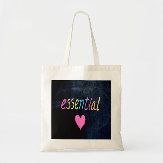 Essential Worker Support Heart on Chalk Board Tote Bag (Front)