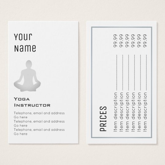 "Essential" Yoga Instructor Price Cards