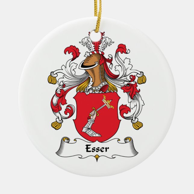 Esser Family Crest Ceramic Tree Decoration (Front)