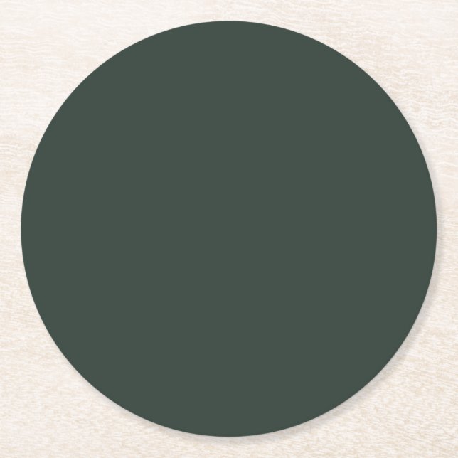 Essex Green Solid Colour Round Paper Coaster (Front)