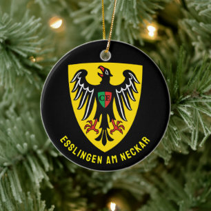 Esslingen am Neckar coat of arms, Germany Ceramic Tree Decoration