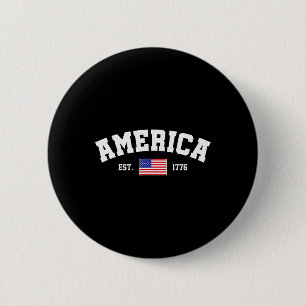 Est 1776 Patriotic Us American Flag 4th Of July Am 6 Cm Round Badge