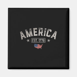 Est 1776 Patriotic Us American Flag 4th Of July Am Magnet