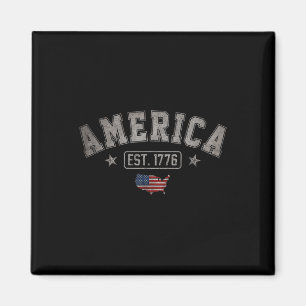 Est 1776 Patriotic Us American Flag 4th Of July Am Magnet