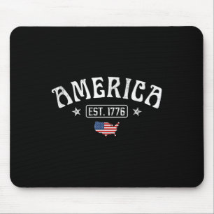 Est 1776 Patriotic Us American Flag 4th Of July Am Mouse Mat