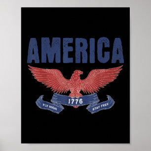 Est 1776 Patriotic Us American Flag 4th Of July Am Poster