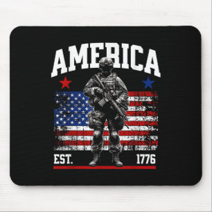 Est 1776 Patriotic Us American Vintage Flag 4th Of Mouse Mat