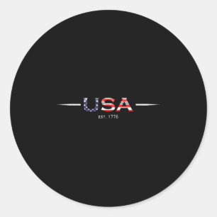 Est 1776 Patriotic Usa Flag 4th Of July America Fu Classic Round Sticker