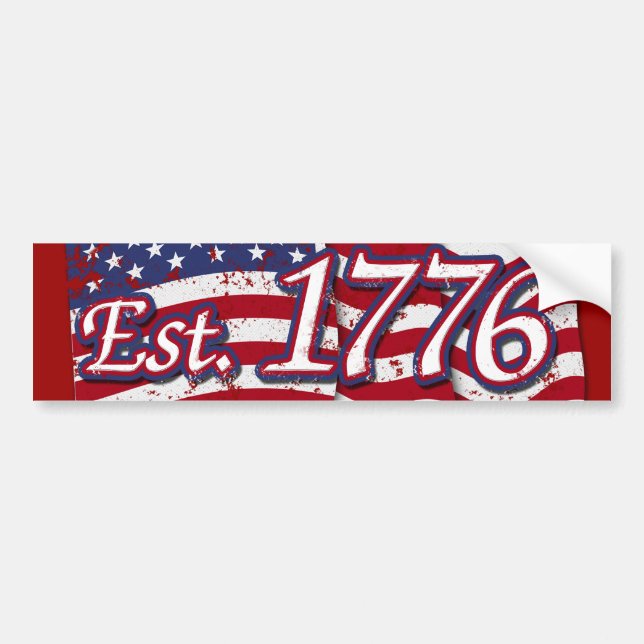 Est. 1776 USA Flag - distressed Bumper Sticker (Front)