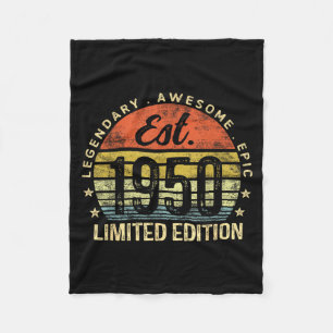 Est 1950 Limited Edition 75th Birthday Vintage 75 Fleece Blanket