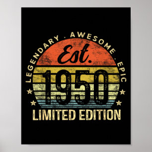 Est 1950 Limited Edition 75th Birthday Vintage 75  Poster