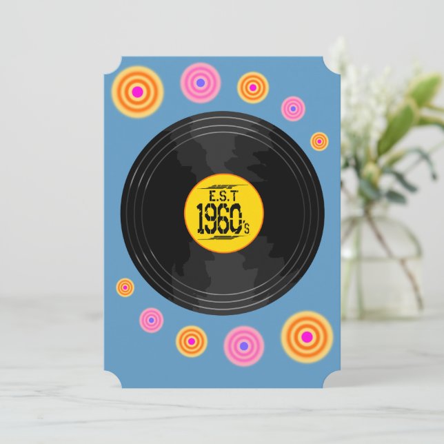 Est 1960s Decade Birthday Invitation (Standing Front)