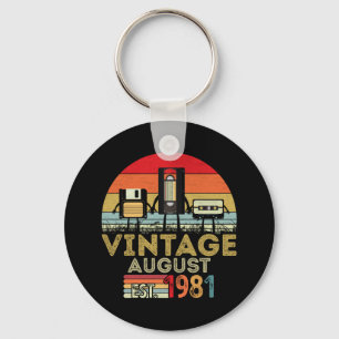 EST 1981 August Vintage 40th Birthday Key Ring