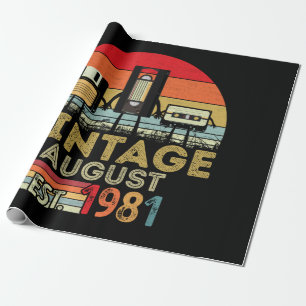 EST 1981 August Vintage 40th Birthday Wrapping Paper
