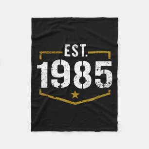 Est 1985 Vintage Style Established 1985 Birthday T Fleece Blanket