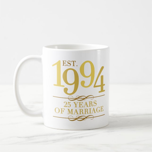 Est. 1994 25th Wedding Anniversary Coffee Mug (Left)