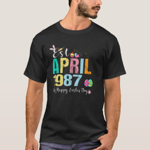 Est. April 1987 35 Year Old Birthday Funny Happy E T-Shirt