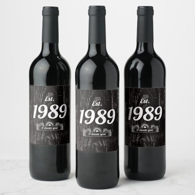 Est. in 1989 A Classic Year Wine Label (Bottles)