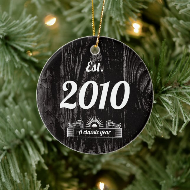 Est. in 2010 A Classic Year Personalised Ceramic Tree Decoration (Tree)