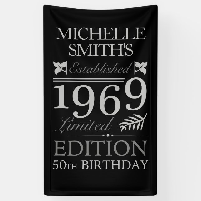 Established 1969 50th Birthday Banner (Vertical)