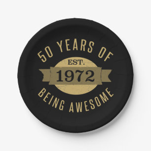 Established 1972 50th Birthday Paper Plate