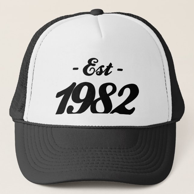 established 1982 - birthday trucker hat (Front)