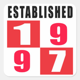 Established 1997 Birthday Designs Square Sticker